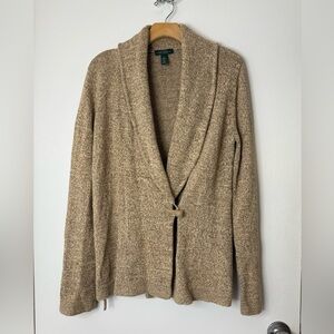 Lauren jeans co Marled oatmeal shawl collar toggle button cardigan sweater L